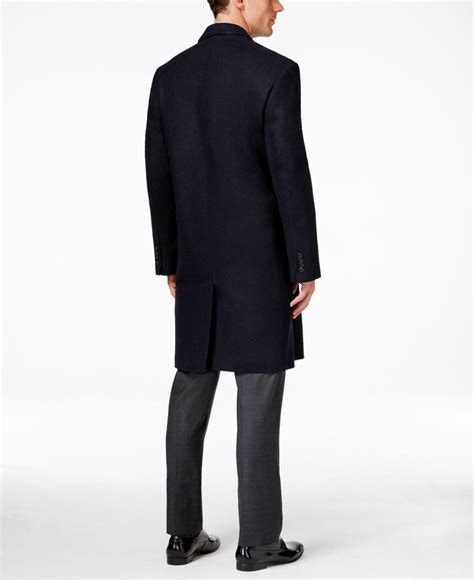 London Fog Big And Tall Signature Wool Blend Overcoat In Navy Blue