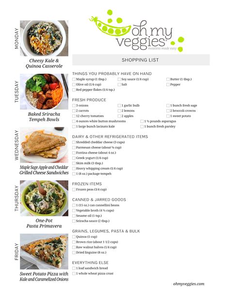 Vegetarian Meal Plan 03 06 17 Oh My Veggies Vegan Meal Plans Vegetarian Meal Plan Best