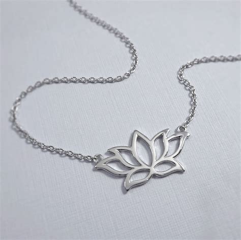 Sterling Silver Lotus Necklace Lotus Jewelry Meditation Etsy