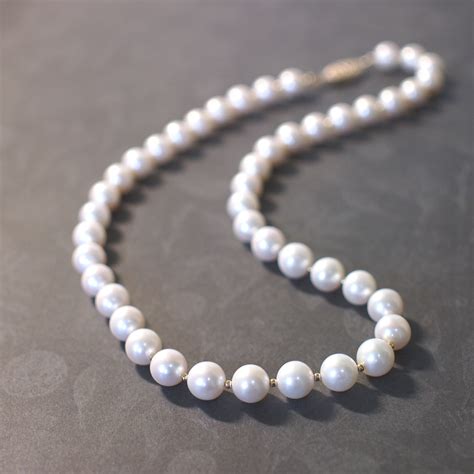 Fresh Water Pearl Necklace Mm Beautiful Lustre K Gold