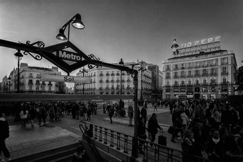 Puerta Del Sol In The Heart Of Madrid With The Iconic Commercial Of The Tio Pepe Wine And The