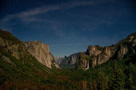 Tunnel View At Night In Yosemite National Park California Oc