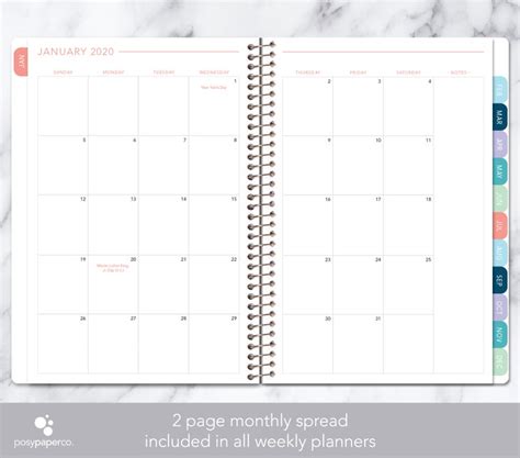 2020 2021 Planner Calendar Choose Start Month Add Monthly Etsy