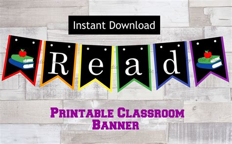 Printable Read Classroom Banner Instant Digital Download Library Sign