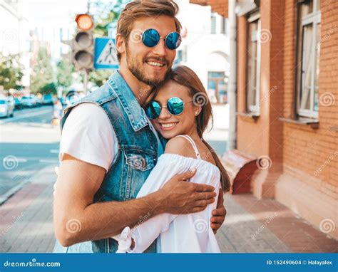 Smiling Beautiful Girl And Her Handsome Boyfriend Stock Photo Image