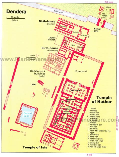 Dendera Temple Of Hathor Floor Plan Map Ancient Egyptian