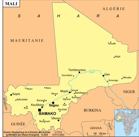 Carte Du Mali Avec Les Villes Et Les Routes