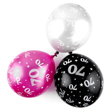 Buy Pink 70th Birthday Helium Latex Balloons Pack Of 6 For Gbp 149