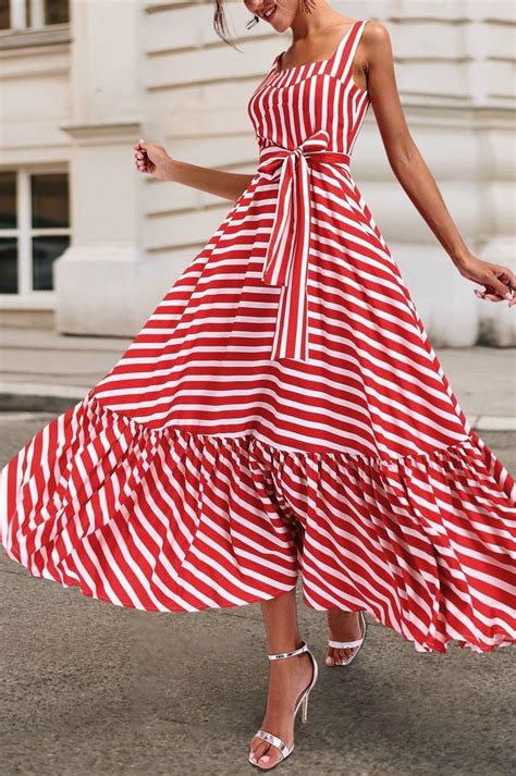 Candy Cane Red And White Stripe Maxi Dress Dresses Striped Maxi