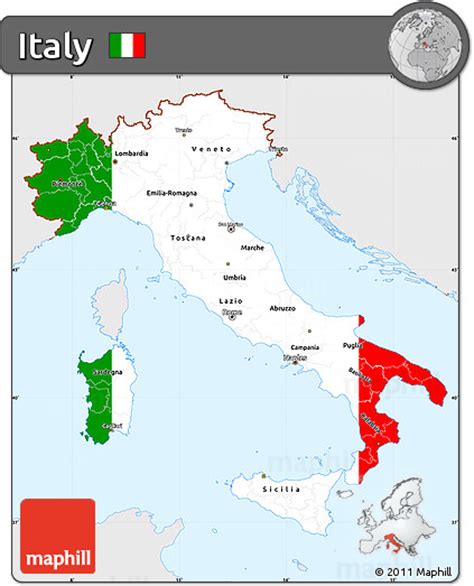 Free Flag Simple Map Of Italy Single Color Outside Flag Centered