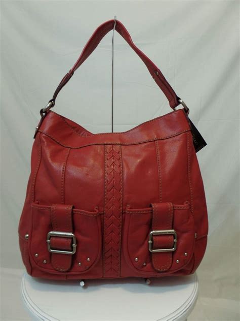 Glam Red Tignanello Leather Hobo Bag With Key Fob Tignanello Hobo