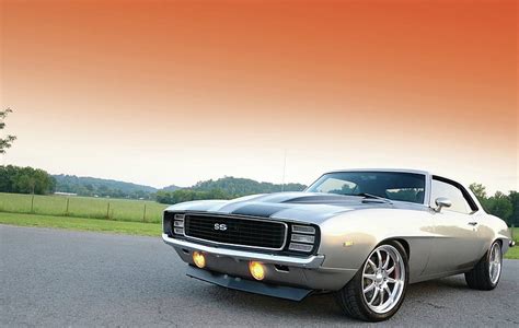 1969 Chevrolet Camaro Ss Silver Classic Gm Bowtie Hd Wallpaper