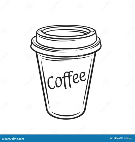 Paper Cup Of Coffee Outline Icon Stock Vector Illustration Of