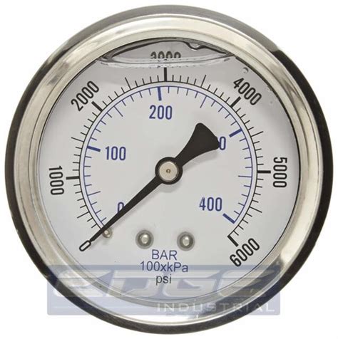 2 Pack Liquid Filled Pressure Gauge 0 6000 Psi 25 Face 14 Back