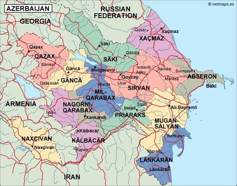 In the rest of azerbaijan, there is some risk of civil unrest and terrorist attacks. azerbaijan political map. Illustrator Vector Eps maps ...