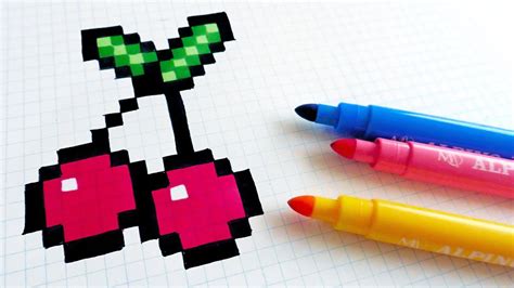 Handmade Pixel Art How To Draw Cherries Pixelart Youtube