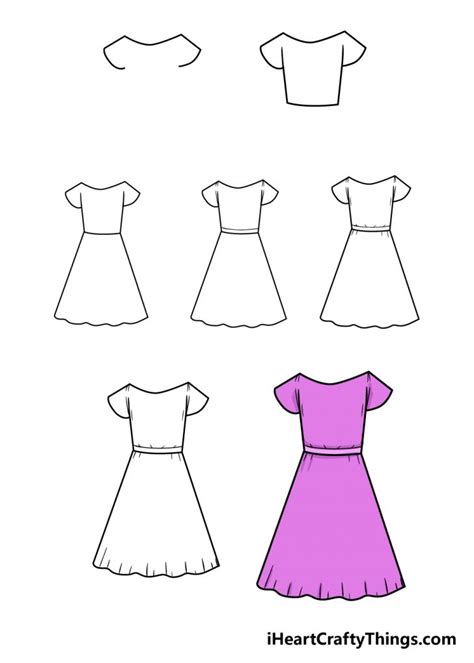 Dress Drawing How To Draw A Dress Step By Step