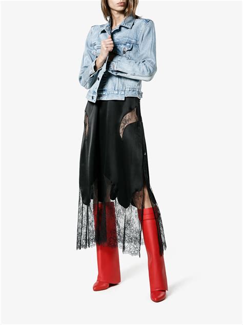 Givenchy Red Leather Shark Lock Knee Boots Browns