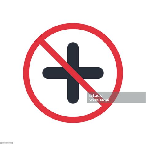 Plus And Prohibition Sign On White No First Aid Available Sign Stok