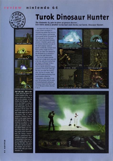 Scan Of The Review Of Turok Dinosaur Hunter Published In The Magazine