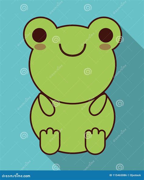 Kawaii Frog Icon Cute Animal Vector Graphic Stock Vector