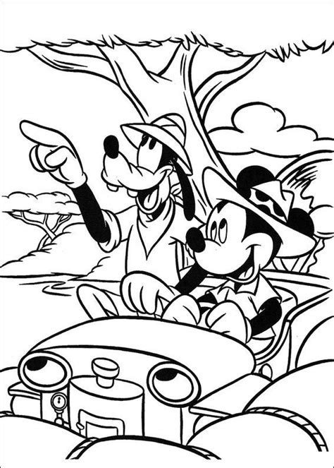 Kidsnfun 23 Kleurplaten van Mickey op safari