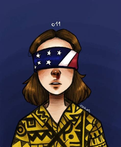 A Drawing Of A Woman With The American Flag On Her Head And Blindfold Over Her Eyes