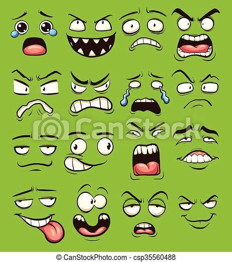 funny cartoon faces with different expressions clip art vector illustration some elements on