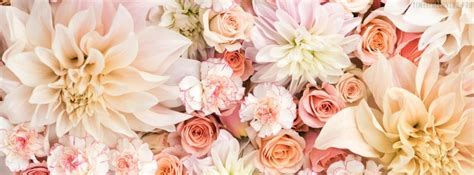 Flowers Dahlias Roses And Carnations In Pastels Facebook Cover Photo