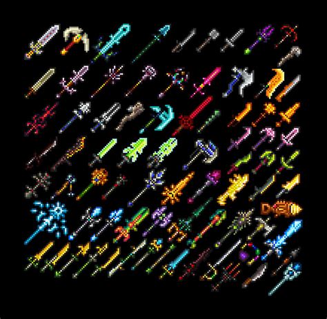 Terraria All Weapons Digital Art By Gene Bradford