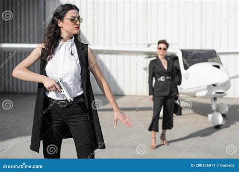 female bodyguard celebbrity bodyguard and vip protection services security guard stock image
