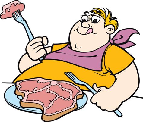 Cartoon Of A Fat Man Eating Hamburger Illustrations Royalty Free