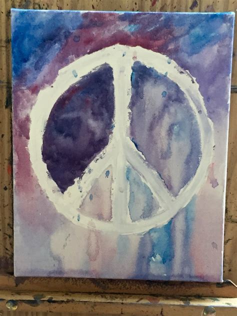 Watercolor Peace Sign Painting By Trinitycraftshop On Etsy