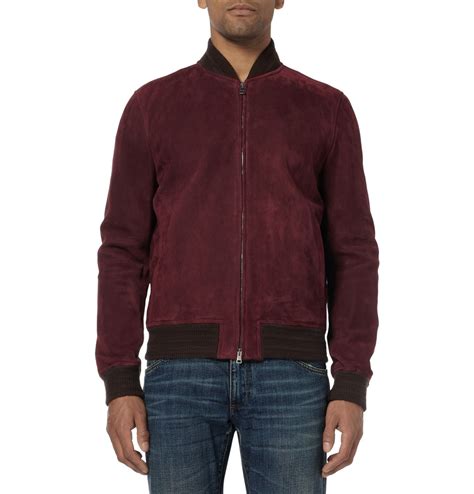 Gucci Suede Bomber Jacket In Red For Men Lyst