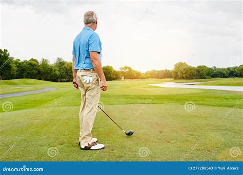 I Like My Courses Uncrowded A Mature Man Out Playing Golf In His Free Time Stock Image Image