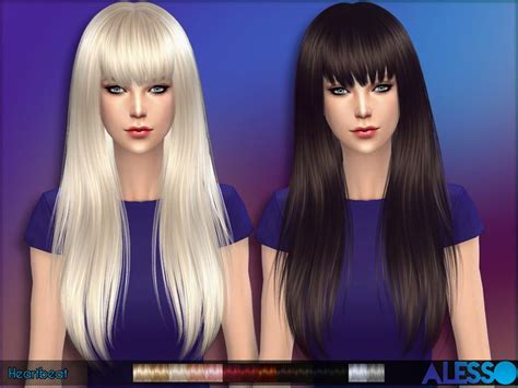 The Sims Resource Straight Hairstyle With Bangs Heartbeat Sims 4
