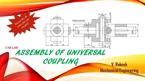 How To Draw Assembly Of Universal Coupling In Autocad Part 23 Youtube