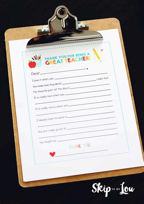 Generic thank you note for teacher. Thank You Note to Teacher | Skip To My Lou