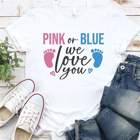 pink or blue we love you shirt gender reveal party shirt etsy