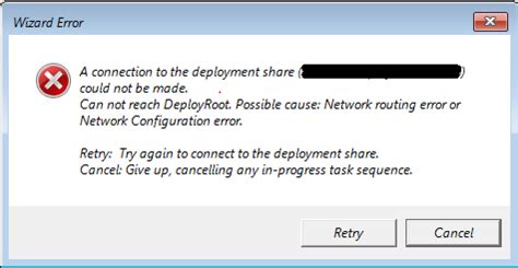 Wds Mdt A Connection To The Deployment Share Could Not Be Made