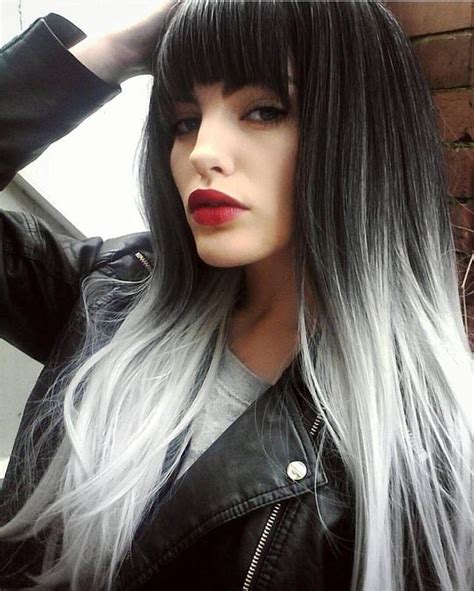 Black And White Hair In 2019 White Ombre Hair Grey Ombre Hair Ombre