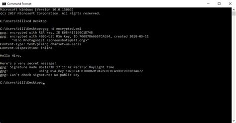 Using The Command Line To Decrypt A Message On Windows Surveillance