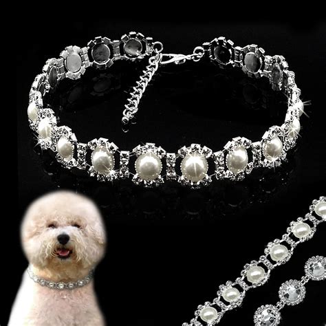 Bling Rhinestone Dog Collar Crystal Diamante Pearl Dog Collars