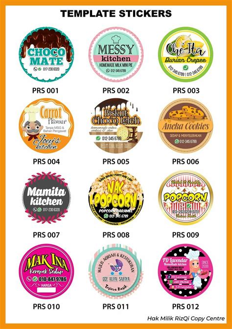 Pilihan Template Sticker Produk Makanan dan Minuman