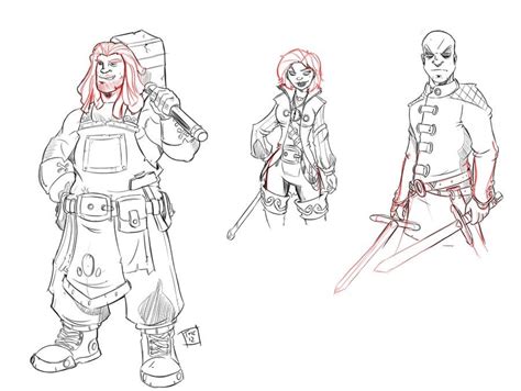 Draw 3 Full Body Fantasy Character Sketches Freelancer