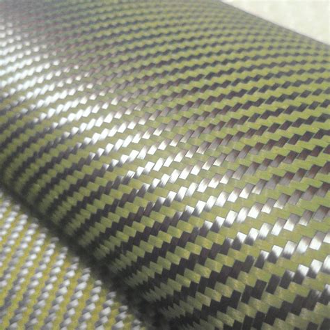 200gsm 1100d Yellow Kevlar And 3k Carbon Fiber Mixed Fabric 2x2 Twill