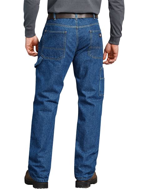 Relaxed Fit Straight Leg Flannel Lined Carpenter Denim Jeans Dickies