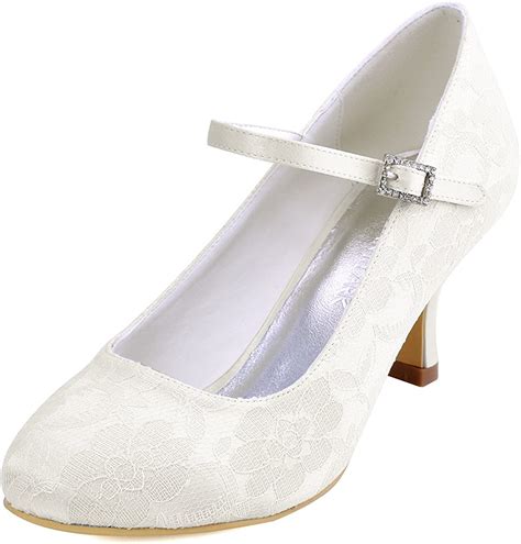 Clothes Shoes And Accessories Ladies Ivory Satin Or Lace Mid Heel