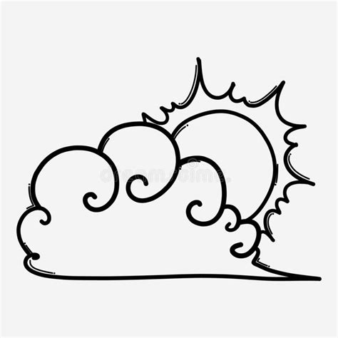sun and cloud doodle vector icon drawing sketch illustration hand drawn line eps10 stock vector