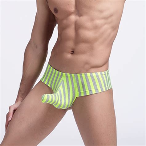 Fashion Striped Cotton Man Funny Bulge Pouch Mini Boxers Shorts Panties Gay Funny Elephant